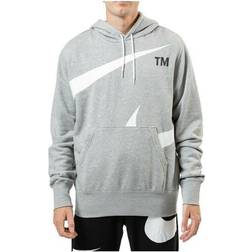 NIKE Sportswear Swoosh Pullover Semi Brushed Back Hoodie - Dark Grey Heather/White