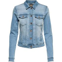 Only Tia Life Short Denim Jacket - Blue/Light Blue Denim