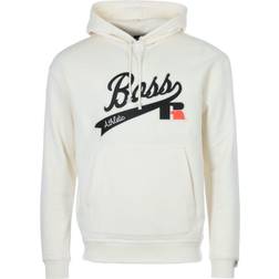 HUGO BOSS x Russell Athletic Exclusive Logo Cotton-Blend Hooded Sweatshirt - White