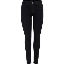 Only Wauw Life Mid Skinny Fit Jeans - Black/Black Denim