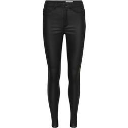 Noisy May Callie Coated High Waist Skinny Jeans - Black