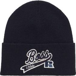 HUGO BOSS x Russell Athletic Exclusive Logo Ribbed Beanie Hat - Dark Blue