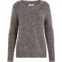 Pieces Bibi Patterned Knitted Top - Dark Gray Melange