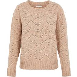 Pieces Bibi Patterned Knitted Top - Natural