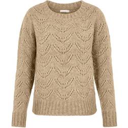 Pieces Bibi Patterned Knitted Top - Silver Mink