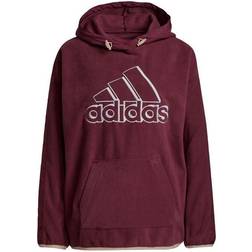 adidas Brand Love Giant Logo Polar Fleece Hoodie Women - Victory Crimson/Halo Blush