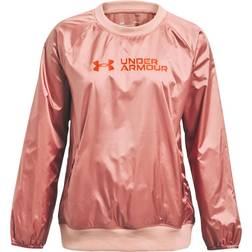 Under Armour Women's UA Recover Shine Woven Crew Neck Top - Stardust Pink/Blaze Orange