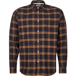 Norse Projects Anton Brushed Flannel Check Shirt - Shale Stone