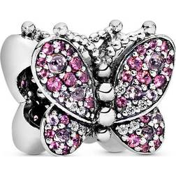 Pandora Pavé Butterfly Charm - Silver/Pink/Transparent