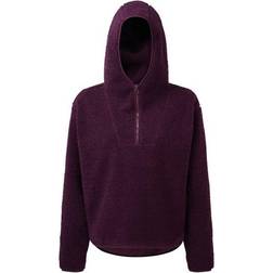 Tridri Women's Sherpa 1/4 Zip Hoodie - Mulberry Red