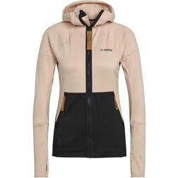 adidas Terrex Tech Hooded Flooce Hiking Jacket Women - Halo Blush /Black