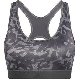 Adidas Believe This Medium Support Allover Print Sport Bra - Grey Three/Black