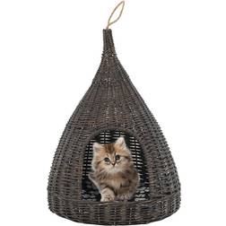 vidaXL Panier Pour Chats Avec Coussin Gris 40x60 cm Saule Corbeille