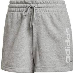 adidas Women's Essentials Slim Logo Shorts - Medium Grey Heather/White