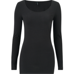 Vero Moda Camiseta Maxi Myoft Long U-Neck Black Mujer