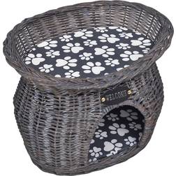 vidaXL Cat Hut in Wicker Arrow with Cushion