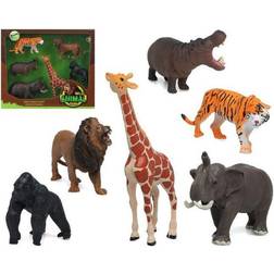 BigBuy Speelgoed safari jungle dieren figuren 5x stuks variabele afmetingen 17 x 8 cm tot 6 x 7 cm
