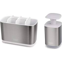 Joseph Joseph Porta Spazzolino 6 Scomparti Smontabile + Dispenser Sapone Liquido Con Finestra