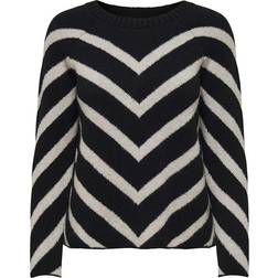 Only Eliza Zig Zag Knitted Pullover - Black