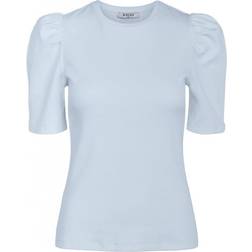 Pieces Anna Puff Sleeved Rib Top - Kentucky Blue