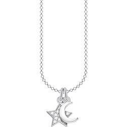 Thomas Sabo Charm Club Star & Moon Necklace - Silver/Transparent