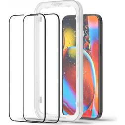 Spigen GLAS.tR AlignMaster Protection d'écran pour téléphone portable couverture complète verre couleur de cadre noir (pack de 2) pour Apple