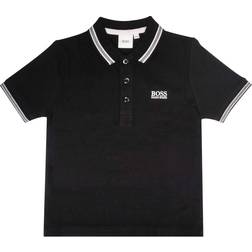 HUGO BOSS Kid's Polo T-shirt with Embroidered Logo - Black