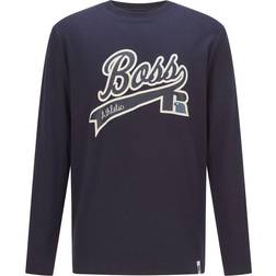 HUGO BOSS x Russell Athletic Exclusive Logo & Personalisation Pima-Cotton Long-Sleeved T-shirt Unisex - Dark Blue