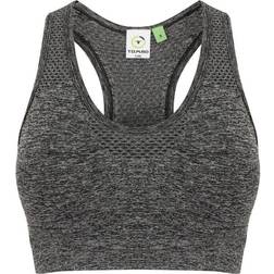 Tombo Naadloze Crop Top - Zwart/Grijs