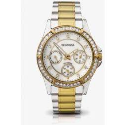 Sekonda of Ladies Stone Set Day Mother Pearl Two-Tone Plated Bracelet (4112)