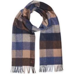 Amanda Christensen Merino Wool Block Check Scarf - Navy/Brown