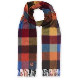 Amanda Christensen Merino Wool Block Check Scarf - Grey/Red