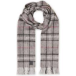 Amanda Christensen Merino Wool Check Scarf Grey