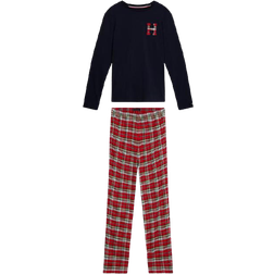 Tommy Hilfiger Tartan Flannel Pyjamas & Slippers Set - Des Sky/Hilfiger Plaid