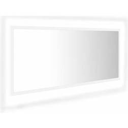 vidaXL Espejo De Baño LED Acrílico Blanco Brillo 100x8.5x37 cm