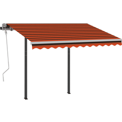 vidaXL Tenda Da Sole Retrattile Manuale Pali 3 x 2.5 m Arancione Marrone 300x250cm