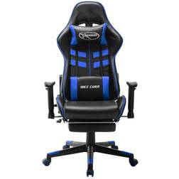 vidaXL Sedia da Gaming con Poggiapiedi Blu e Nera in Similpelle