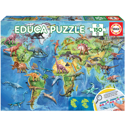 Educa World Map with Dinosaurs 150 Pieces