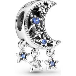 Pandora Star & Crescent Moon Charm - Silver/Blue/Transparent