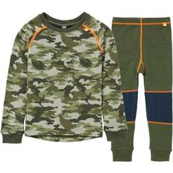 Helly Hansen Kid's Graphic Lifa Merino Base Layer Set - Utility Green (48175-431)