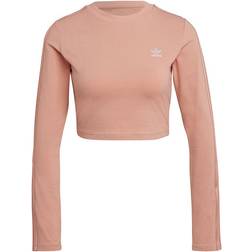 Adidas Women Loungewear Cropped Long Sleeve T-shirt - Ambient Blush