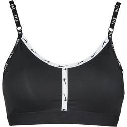 Nike Dri-Fit Indy Light-Support Padded Logo Tape Sports Bra - Black/White