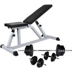 vidaXL Workout Bench With Dumbbell And Barbell Set