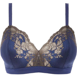 Wacoal Lace Affair Bralette - Blue/Chocolate Brown
