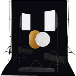 vidaXL Fotostudioset met softboxlampen, achtergrond en reflector