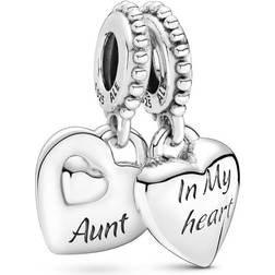 Pandora Aunt & Niece Split Heart Dangle Charm - Silver