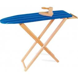 Small Foot 8303 Ironing Board with Wooden Iron, with Colourful Fabric Cover and Storage Board, Roll Toy from 3 Years