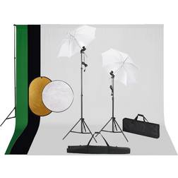 vidaXL Kit Estudio Fotografía Lámparas, Sombrillas, Fondo Y Reflector