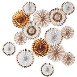 Ginger Ray Decor Fan White/Gold 15-pack