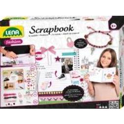 Lena 42331 Craft Scrapbook Large, Complete with Album, Lock, 22 Sheets with 370 Stickers, Photo Corners, Ribbon Clips and Accessories for Bracelets, Creative Set from 8 Years, Multicoloured